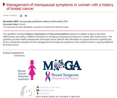 Management of menopausal symptoms in women with a history of breast cancer