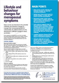 AMS Lifestyle and behaviour changes for menopausal symptoms